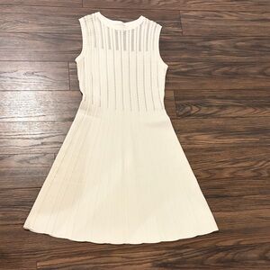 Reiss Cream Sleeveless Ribbed Midi Dress